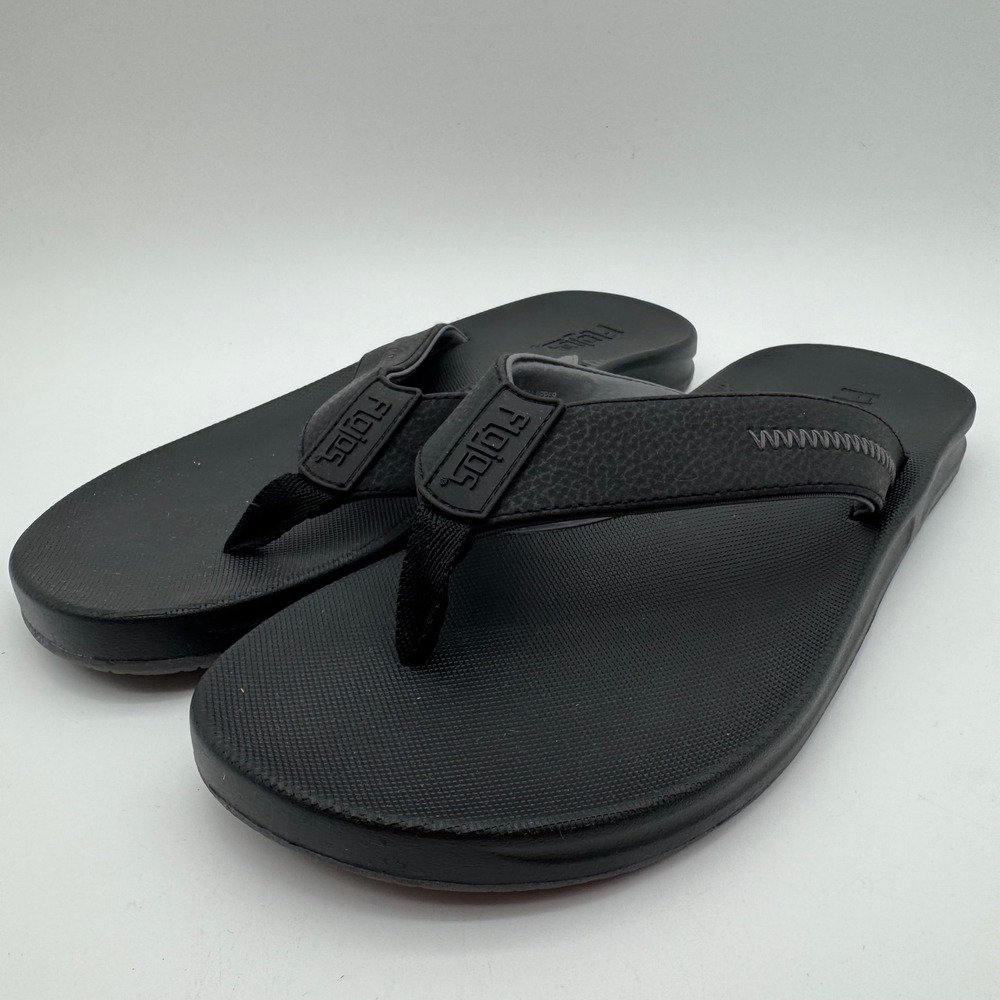 Flojos Men's Black Flip Flop Sandals Size 12 Comfort Beach Casual Thong Slip On